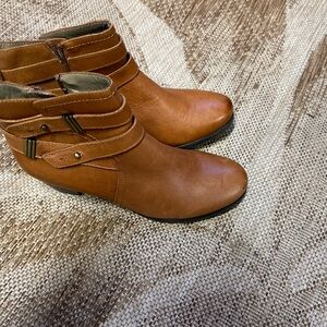 Naturalizer Brown Leather Ankle Boots Size 8